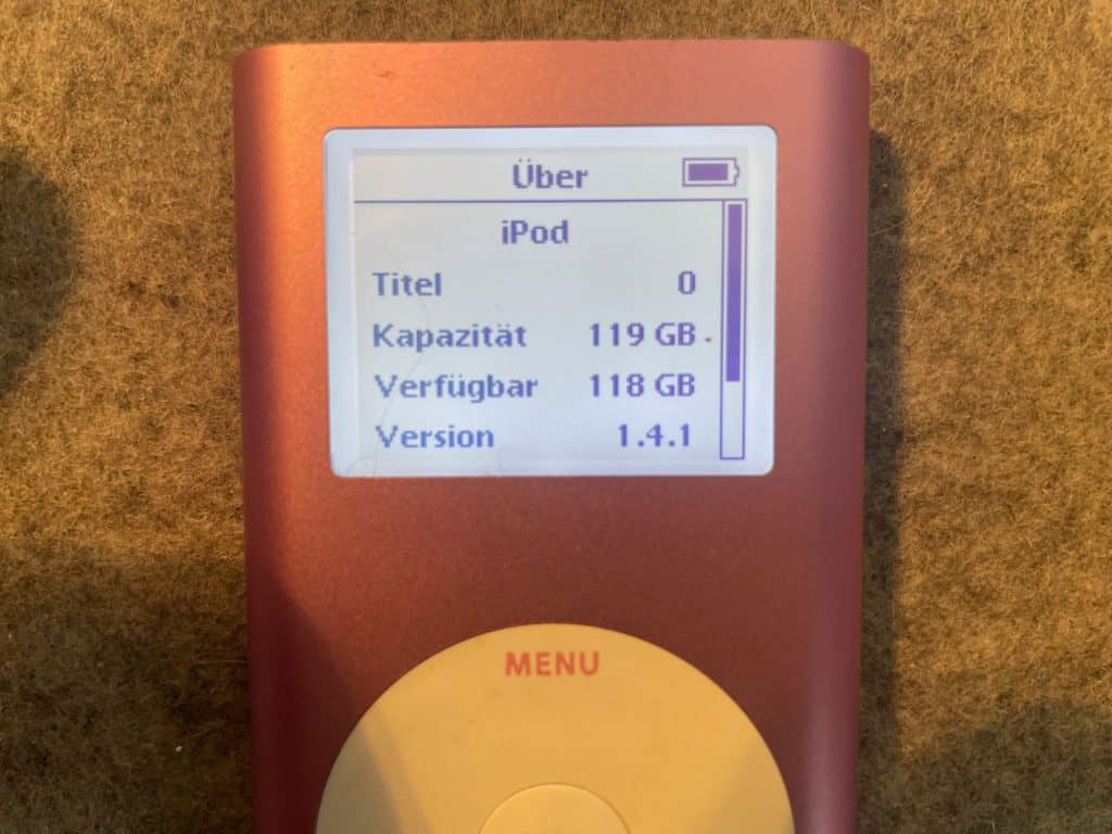 Das Upgrade vom iPod Mini ist fertig.